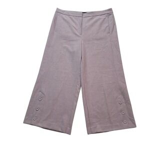 Ann Taylor Pants Women's 14 Light Purple Wide Leg Crop Button Hem Work Career